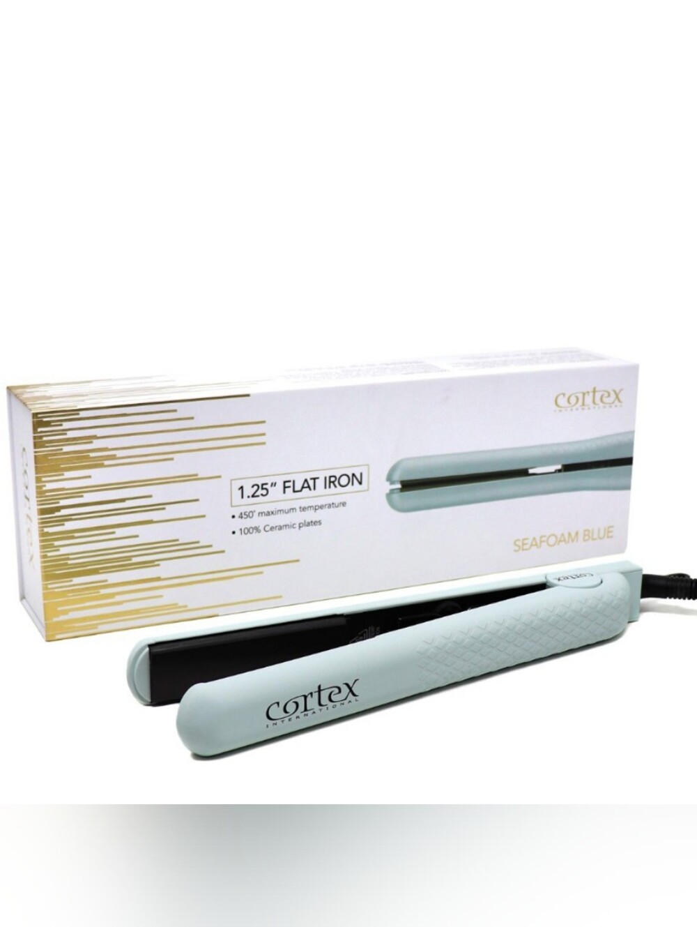 NEW Cortex Flat Iron Solid Ceramic 1.25" Plates Iconic Technology Seafoam Blue